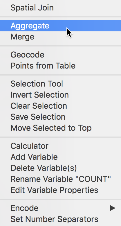 Table Aggregate option