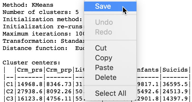 Saving summary results to a text file