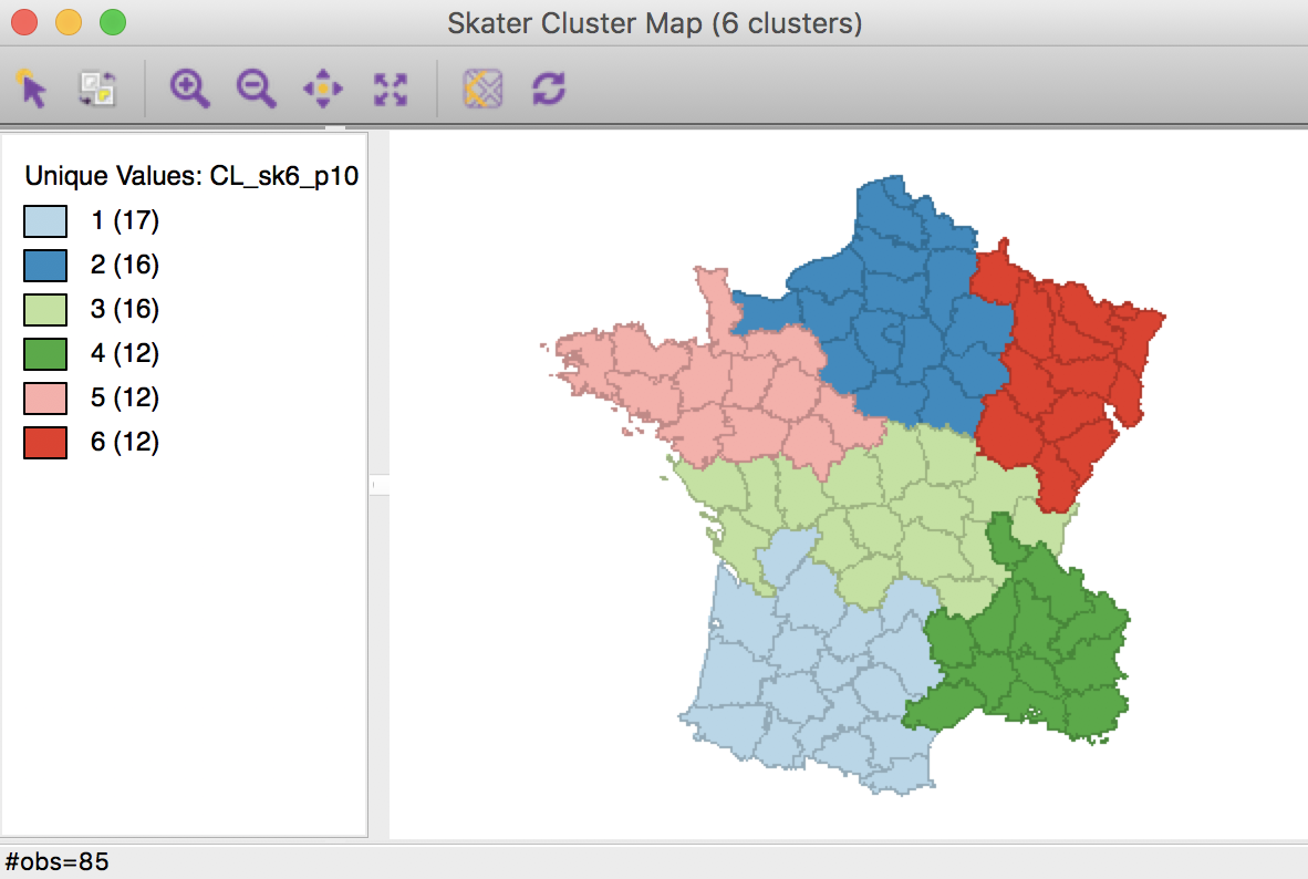Skater cluster map, min pop 10% (k=6)