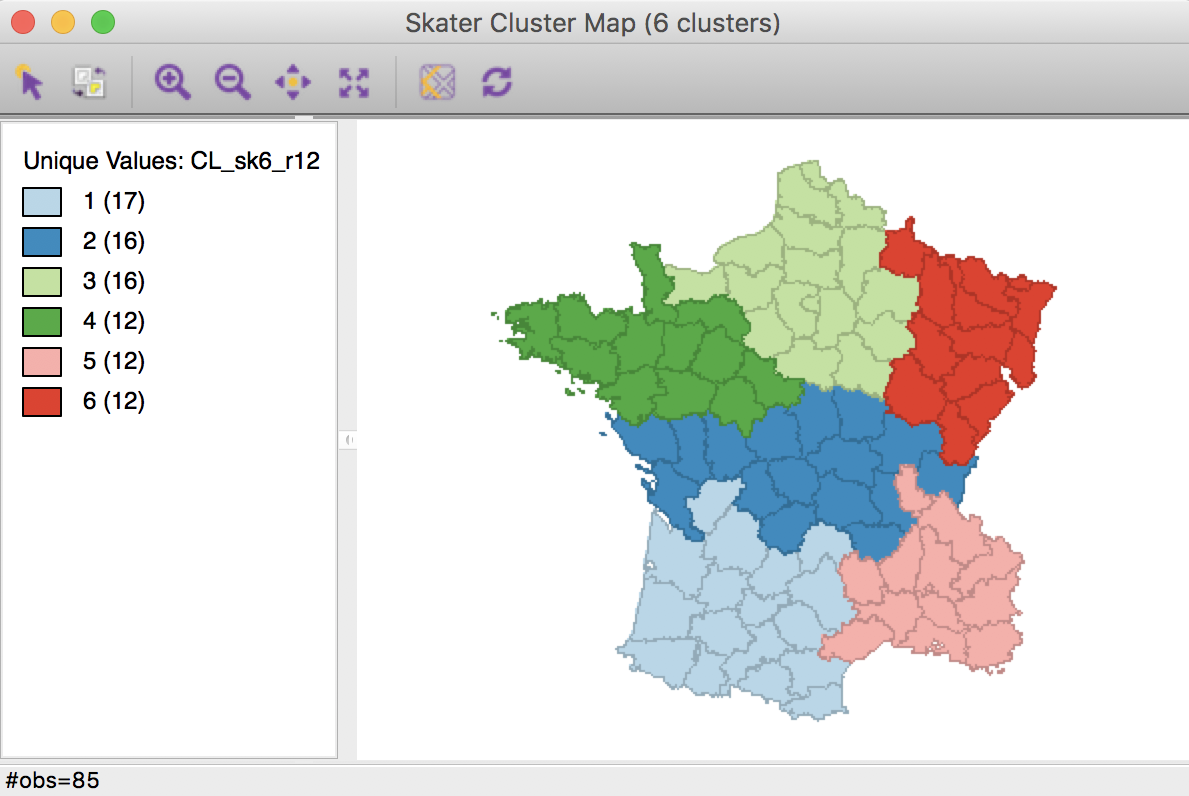 Skater cluster map, min size 12 (k=6)