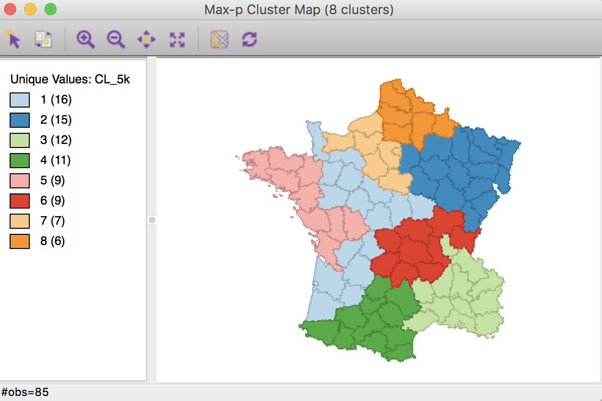 Max-p cluster map, 5000 iterations