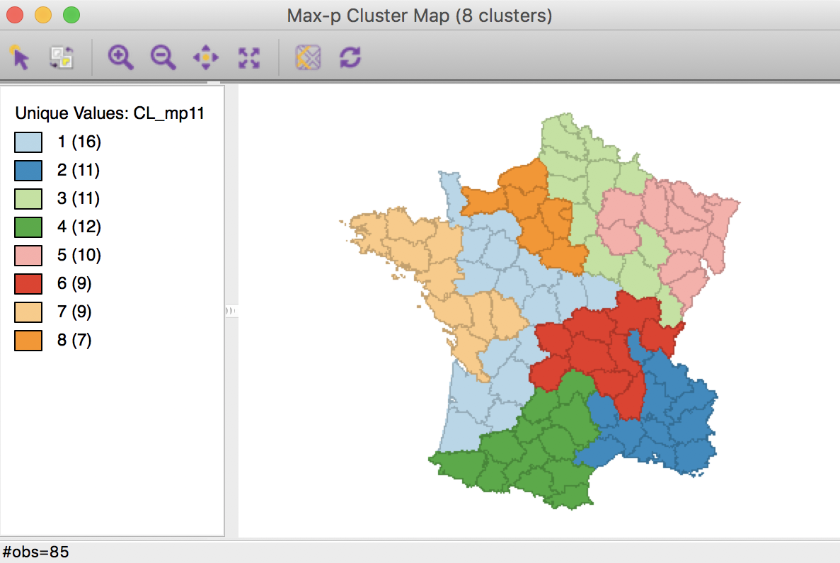 Max-p cluster map, 10000 iterations after CL1k