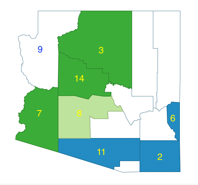 Arizona max-p grow - region 1, 2, 3